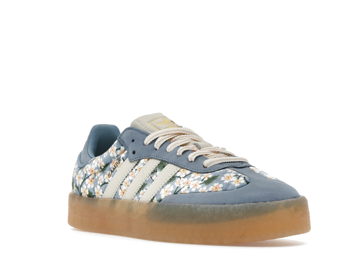 Adidas Sambae Liberty London Floral Embroidery Blue Cream White - JQ6046